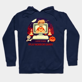 I Play Horror Games Halloween Video Game Scared Boy Hoodie